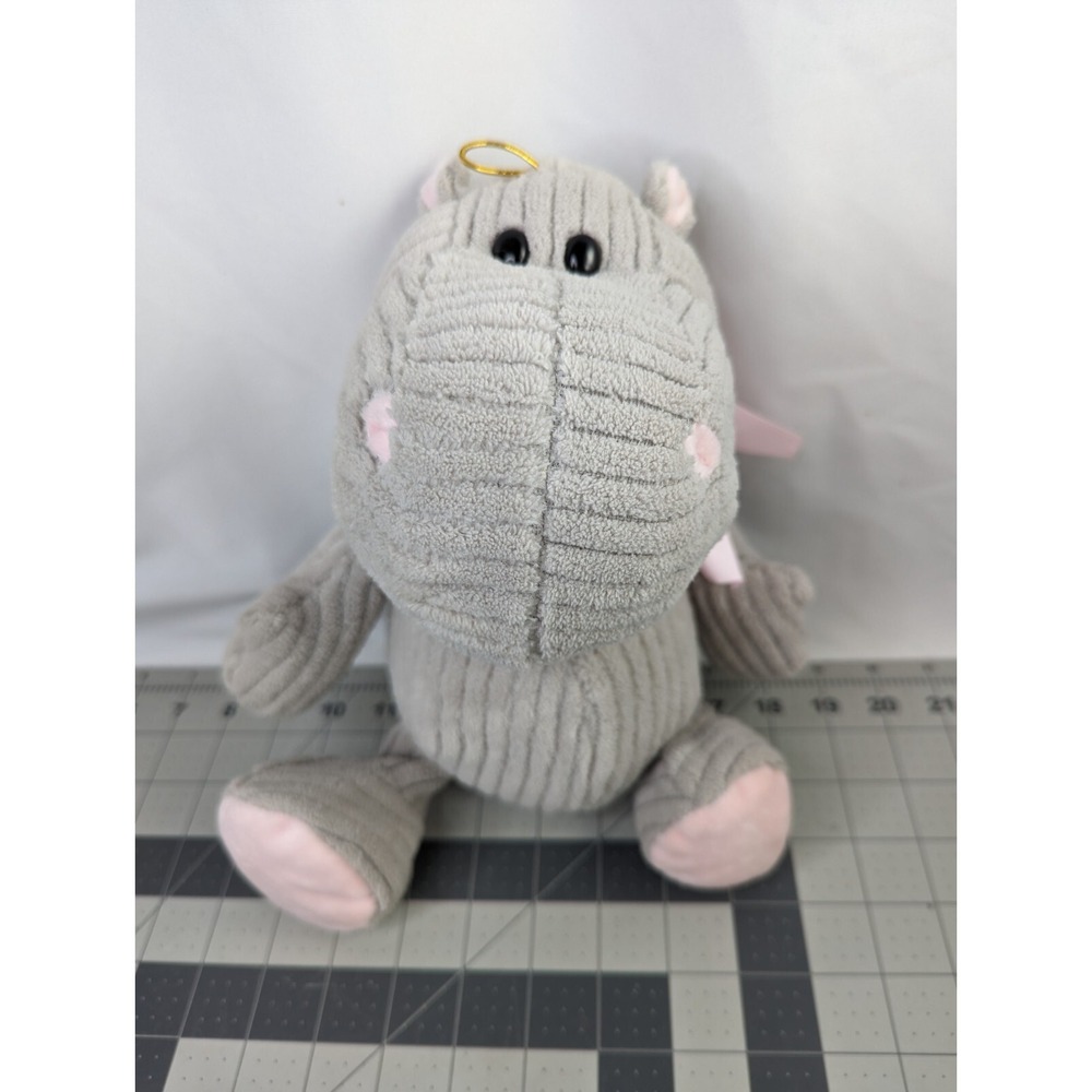 Burton Gray Hippo‎ Plush 12 Inch Pink Bow Stuffed Animal Toy